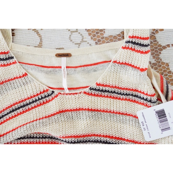 Free People Ivory Striped Oversized Tank sz S NWT - Picture 4 of 4